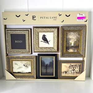 Petal Lane Halloween Themed Picture Frame 6 piece Set Ghosts Witch Cat Crow